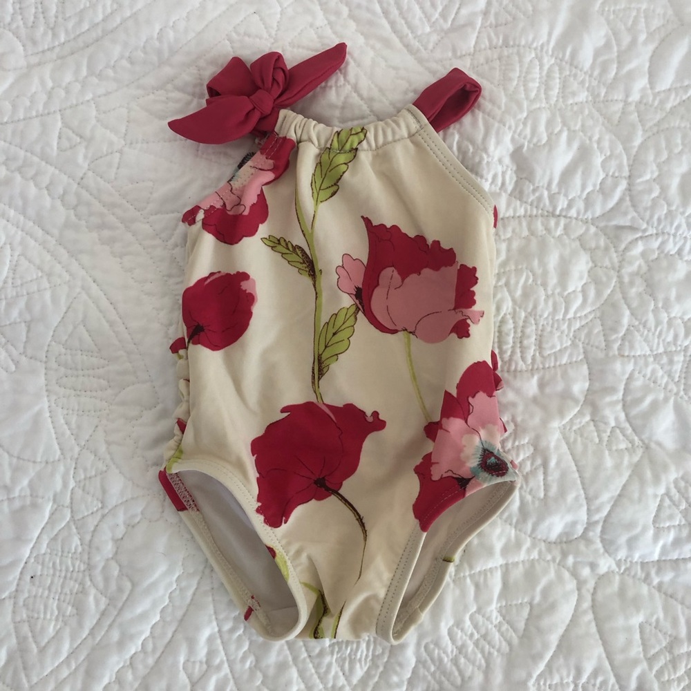 Beautiful poppy print 0-3 month baby gap swimsuit